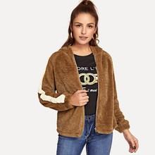 Romwe Color-block Sleeve Zip Hooded Jacket