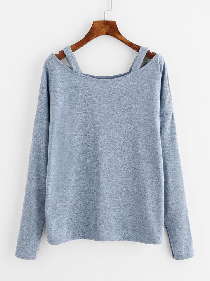 Romwe Cut Out Neck T-shirt