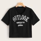 Romwe Letter Print Choker Neck Tee