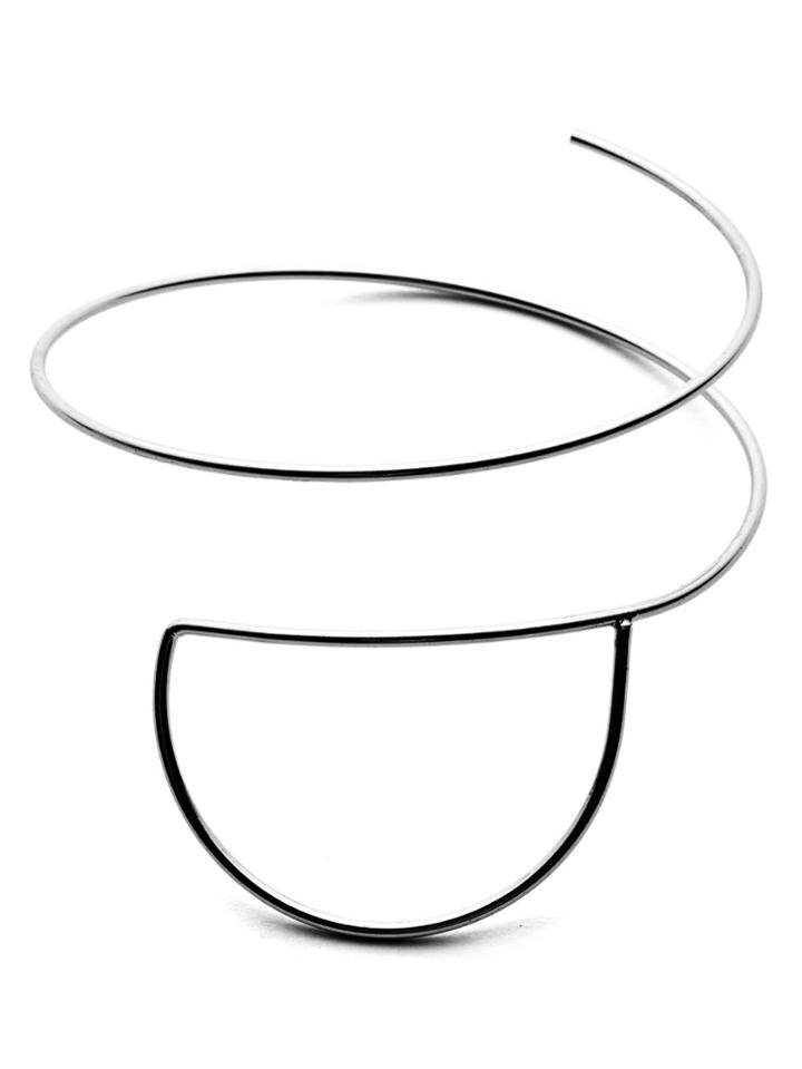 Romwe Silver Plated Simple Arm Cuff