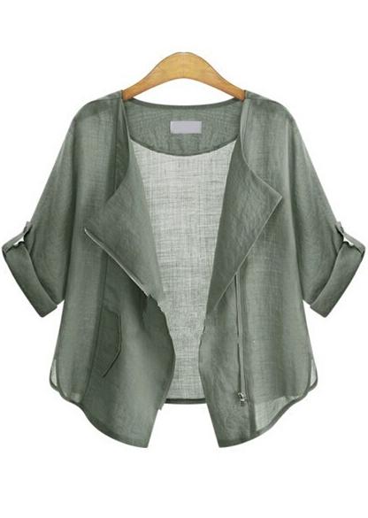 Romwe With Zipper Green Coat
