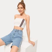 Romwe Tape Crop Bandeau Top