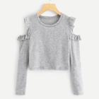 Romwe Cold-shoulder Solid Sweater