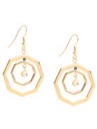Romwe Golden Rhinestone Geometric Drop Earrings