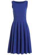 Romwe Square Neck Sleeveless Pleated Blue Dress