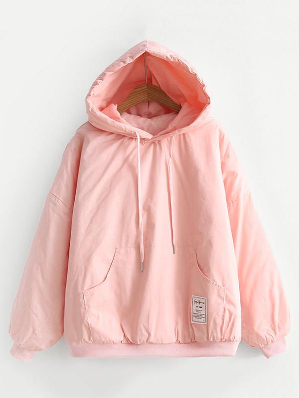 Romwe Kangaroo Pocket Boyfriend Quilted Hoodie