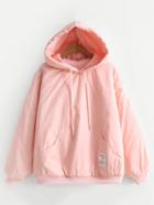 Romwe Kangaroo Pocket Boyfriend Quilted Hoodie