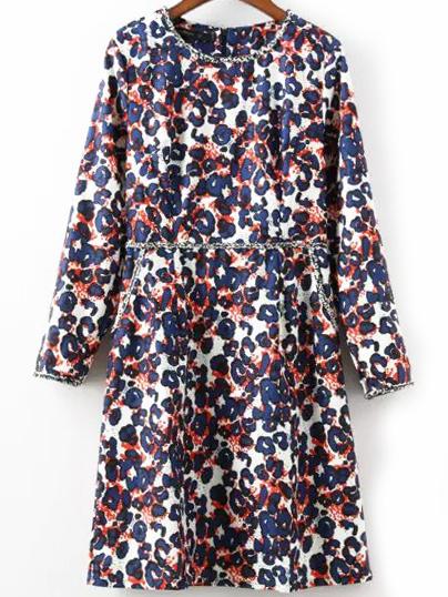 Romwe Long Sleeve Leopard Straight Dress