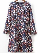 Romwe Long Sleeve Leopard Straight Dress