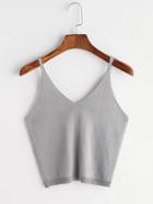 Romwe Grey V Neck Knitted Cami Top