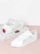 Romwe Star Patch Mesh Design Lace Up Sneakers