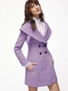Romwe Purple Wide Shawl Collar Double Breasted Princess Coat