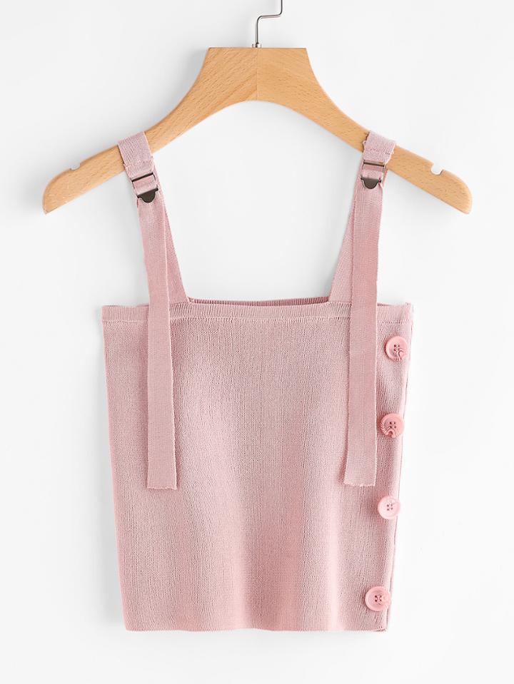 Romwe Button Side Cami Top