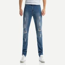 Romwe Men Ripped Wash Jeans