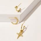 Romwe Cross Decor Hoop Earrings 3pcs