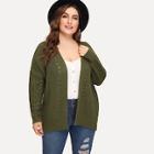 Romwe Plus Slit Side Eyelet Detail Cardigan