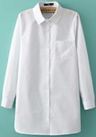 Romwe White Lapel Loose Solid Casual Blouse