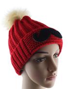 Romwe Red Twisted Ball Moustache Knit Hat