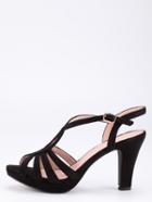Romwe Cutout Ankle Strap Heeled Sandals - Black