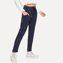 Romwe Pinstripe Straight Pants