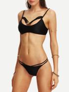 Romwe Beaded Drape-front Bikini Set