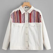 Romwe Button Up Contrast Striped Jacket