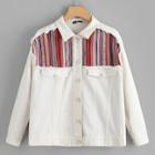 Romwe Button Up Contrast Striped Jacket