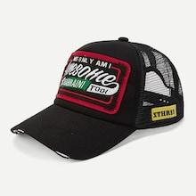 Romwe Guys Contrast Mesh Letter Embroidery Baseball Cap