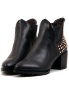 Romwe Black Pointy With Studded Rugged Boots