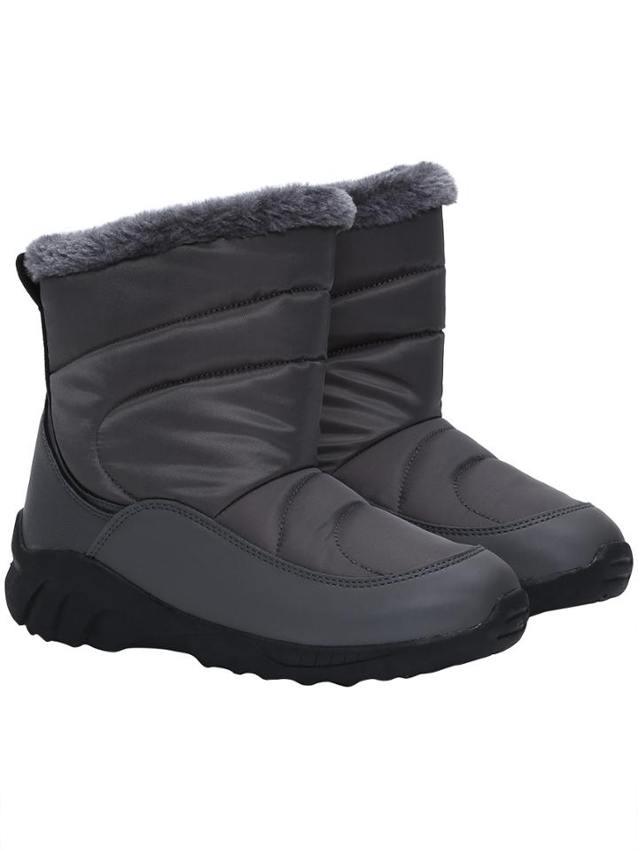 Romwe Gray Fur Thick-soled Short Boots