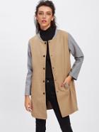 Romwe Contrast Sleeve Single Breasted Coat