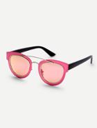 Romwe Hot Pink Fashionable Metallic Frame Sunglasses