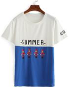 Romwe Color-block Soldier Print T-shirt