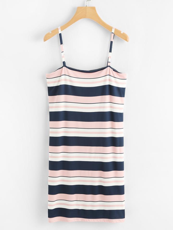 Romwe Block Stripe Cami Dress