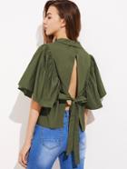 Romwe Split Self Tie Back Blouse