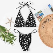 Romwe Self Tie Random Star Print Bikini Set