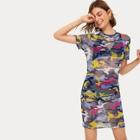 Romwe Camo Print Sheer Dress