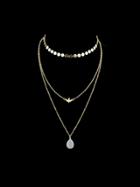 Romwe Gold Three Multi Layers Necklace