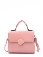 Romwe Round Button Flap Shoulder Bag With Handle