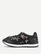Romwe Flower Embellished Lace Up Trainers
