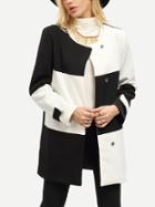 Romwe White Black Long Sleeve Color Block Coat