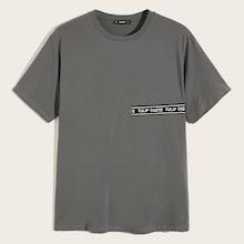Romwe Guys Letter Tape Detail Tee