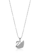 Romwe Rhinestone Detail Swan Pendant Necklace
