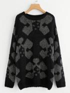 Romwe Drop Shoulder Geo Pattern Sweater