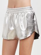 Romwe Metallic Silver Faux Leather Shorts
