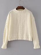 Romwe Hollow Out Cable Knit Sweater