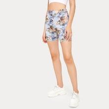 Romwe Figure Print Cycling Shorts
