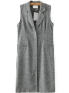 Romwe Lapel With Buttons Grey Vest