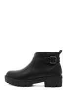 Romwe Black Faux Leather Buckle Strap Ankle Boots