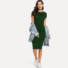 Romwe Striped Trim Tee Dress